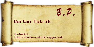 Bertan Patrik névjegykártya